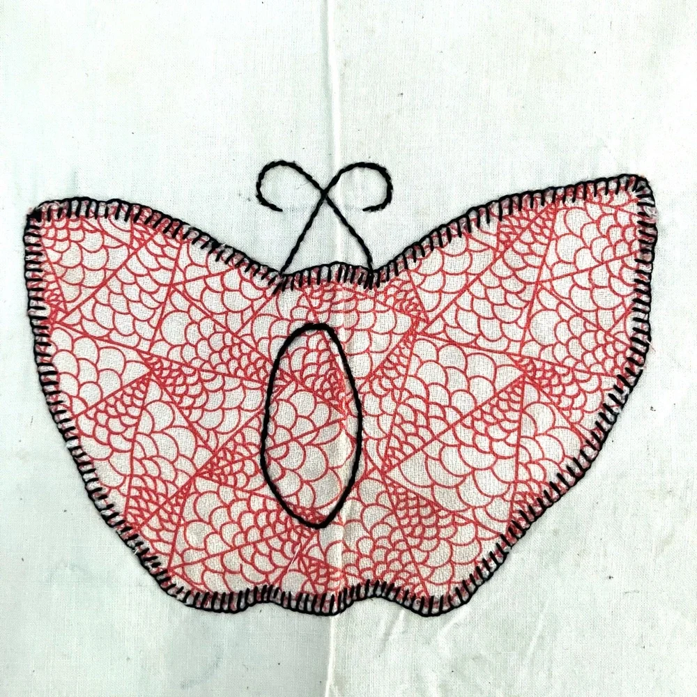 Vintage 30’s feedsack cotton butterfly embroidered quilt square